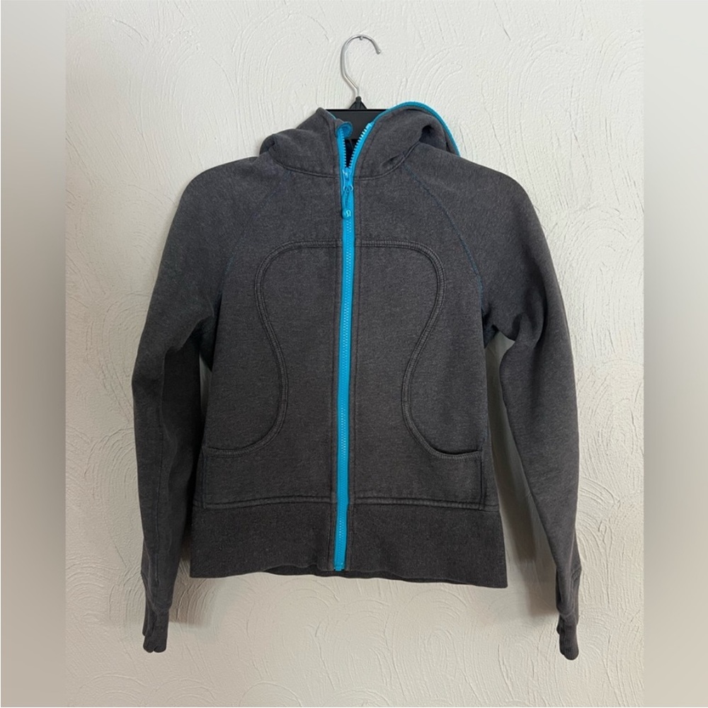 lululemon athletica Charcoal Gray Hoodie with Teal